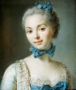 unknow artist Portrait of a young woman wearing a blue ribbon at her throat painting